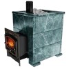 Печь для бани Сибирь 25 кВт чугунная в облицовке "Оптима" змеевик (545*545)